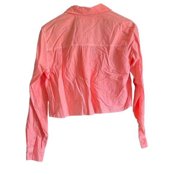 Cropped Button-Down Shirt, Long Sleeve Top, Casual Blouse, Women's Fashion - Picture 5 of 5